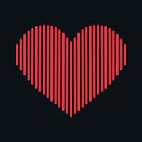 Sound wave in heart shape on black background. Music equalizer vector