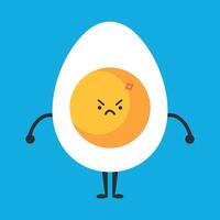 Cute cartoon egg character is angry. Funny egg mascot vector