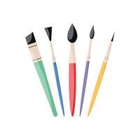 Set of colored paint brushes of different shapes. Drawing tools icons. Painting supplement vector