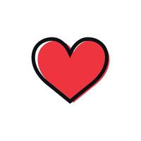Simple line red heart icon isolated on white background vector
