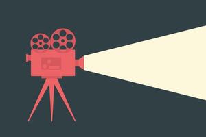 Retro movie camera with light. Movie concept vector