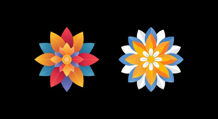 Illustration flower black background