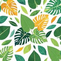 Geometric pattern with tropical leaves vector