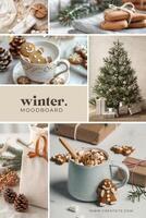 Beige Minmalist Winter Moodboard Pinterest Graphic template