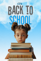 Back to School Beautiful Title Poster Design in a Blackboard with School Items in a Background psd