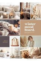 Beige Minimalist Winter Moodboard Pinterest Graphic template