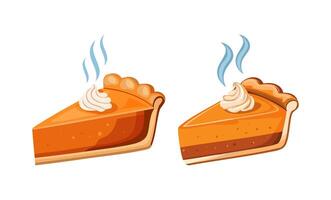 slice of pumpkin pie with steam vector