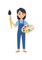 character holding a paintbrush and palette vector