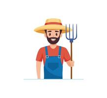 A character with a straw hat and a pitchfork vector