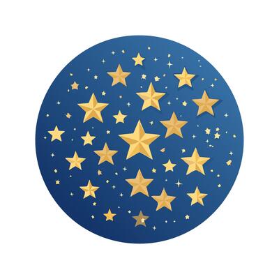 deep blue background with twinkling golden stars