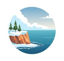 Snowy Cliff and Ocean View vector