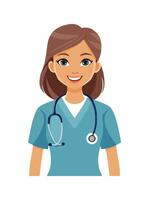 A character with a stethoscope and scrubs vector