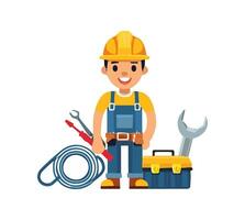 A character with a toolkit and wires vector