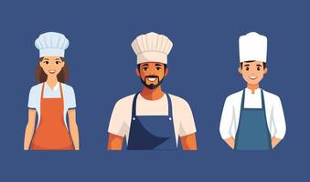 A character in a chef hat and apron vector