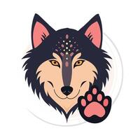 wolf with a paw on its face vector