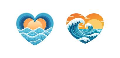 Ocean waves in the shape of a heart vector