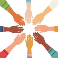Hands of different skin tones vector