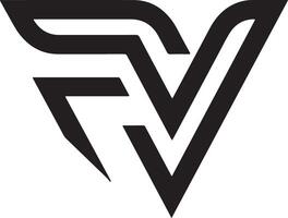 A logo of the text FV in black and white vector