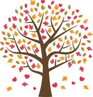 A tree and leaves that are falling illustration vector