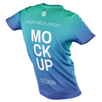 Back halfside view Basic round neck tshirt jersey mockup with pose psd
