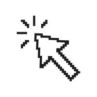 Pixelated Cursor Icon. Retro Style Mouse Pointer with Clicking Effect. Clickable Arrow Design in Vintage Pixel Art Style. Isolated Illustration vector