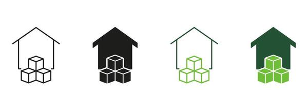 Delivery Service to Home Line and Silhouette Icon Set. Shipping To House of Parcel Package Sign. Address Delivery Symbol. Order Shipping To Door. Editable Stroke. Isolated Illustration vector