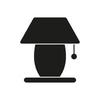 Table Lamp with Shade Silhouette Icon. Bedside Lighting Glyph Symbol. Home Lighting with Switch. Isolated Illustration vector