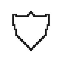 Shield Icon in Pixel Art. Pixelated Symbol of Defense and Safety in Digital Form. Isolated Illustration vector