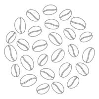 Outline drawn coffee beans in the shape of a circle on a transparent background. Concept for cards. Isolate. EPS. for posters, banners, brochures, billboards or web, promo, label or price tag vector