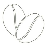 2 coffee beans outline drawing in soft green. logo Icon Sticker Coffee Day greetings design element. Isolate. EPS. design concept for cards, posters, banner, brochures, price tag, label or web vector