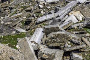 piles of old broken concrete slabs photo