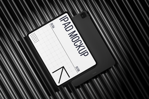 Tablet Device Mockup on chrome background psd