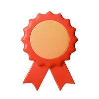 3D illustration of a red award badge with ribbons, perfect for representing achievement, recognition, or quality. Ideal for certificates, medals, prizes, or branding projects emphasizing success vector