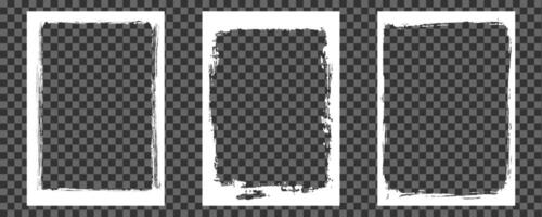 Set of grunge frames for photo collage. Template with brush stroke. Rectangular old rough edge effect vector