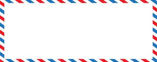 Vintage airmail envelope frame. Empty blank. Retro postcard with diagonal blue and red stripes vector