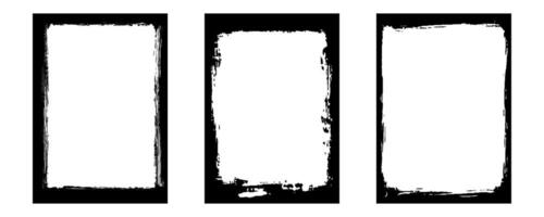 Set of grunge frames for photo collage. Template with brush stroke. Rectangular rough edge effect border for picture overlay vector