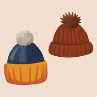 Autumn and winter wool and warm caps vector