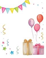 Bhirday card invitation with party colorful elements vector