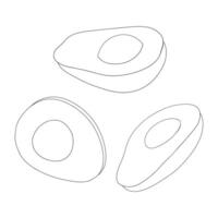 Avocado fruit different poses outline for coloring on a white background vector