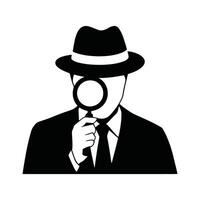 Silhouette of Investigative Figure with Magnifying Glass vector