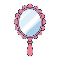 Graceful Handheld Mirror with Scalloped Pink Frame Illustration vector