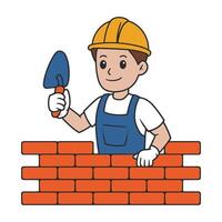 Bricklayer Construction Worker with Trowel Illustration vector
