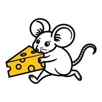 Cartoon Mouse Running with Cheese Illustration vector