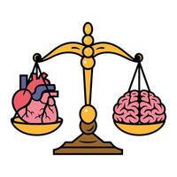 Balance Scale with Heart and Brain Illustration vector