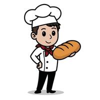Chef Character with Loaf of Bread Illustration vector