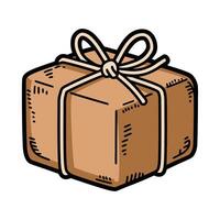 Brown Paper Wrapped Package with String Bow Illustration vector