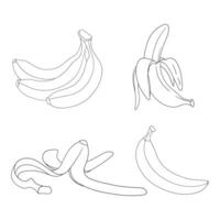 Banana fruit different poses outline for coloring on a white background vector