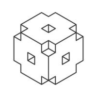 Cube logo, geometric design. Monochrome box logotype company, trendy techno emblem in isometric line style. vector