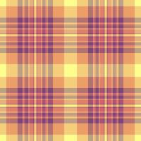 Ornament tartan fabric background, folk plaid texture textile. Copy space seamless pattern check in red and orange colors. vector