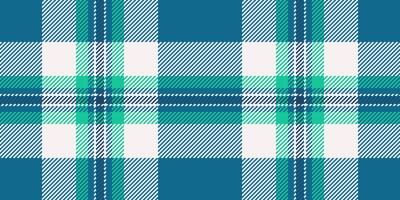 Designer check textile background, infinity plaid seamless fabric. Uk pattern tartan texture in cyan and white colors. vector